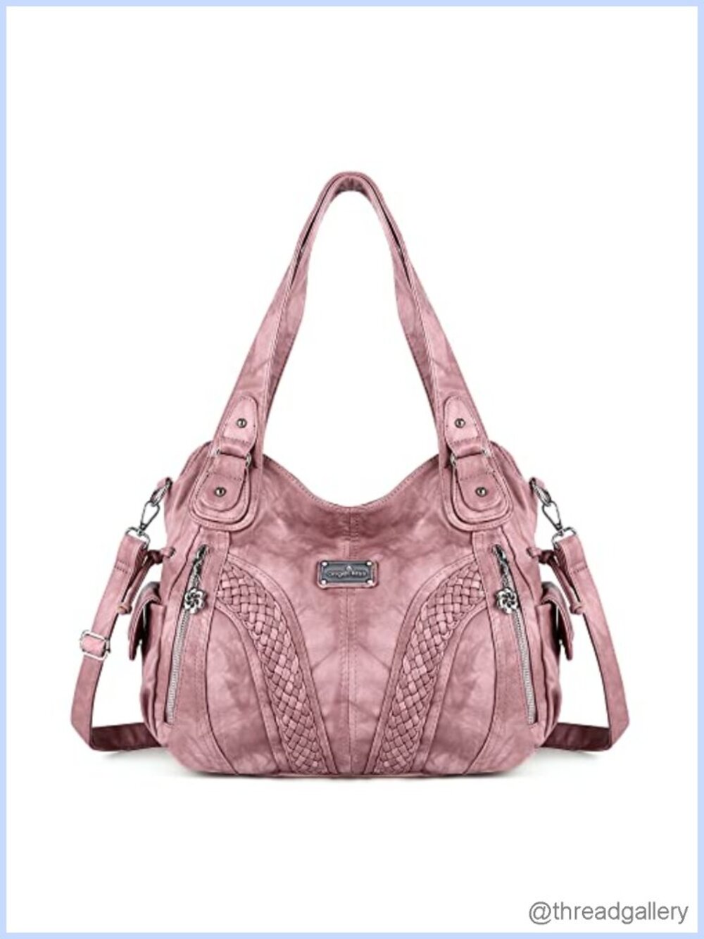Washed Synthetic Leather Tote Bag Women Shoulder Satchel Hobo Purse